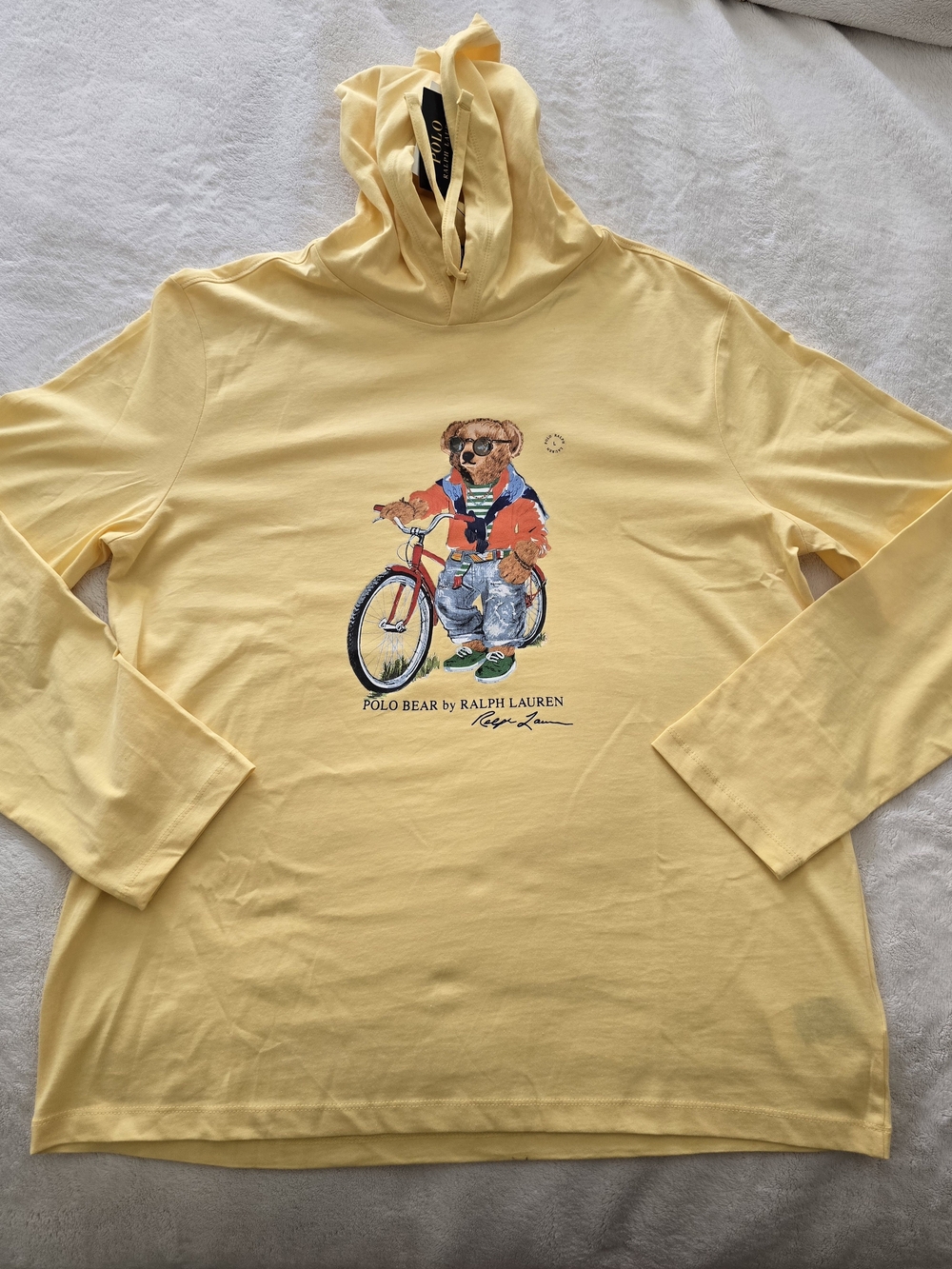 Ralph Lauren Pale Yellow Polo Bear Hooded Sweatshirt